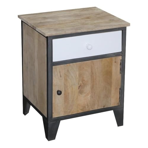 Progressive Furniture Outbound Wood Nightstand in Natural Tan/Iron Silver